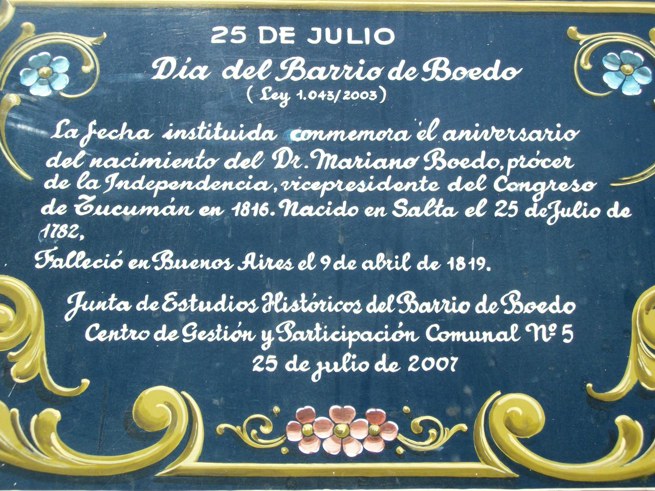 25 de julio. DIA DE BOEDO