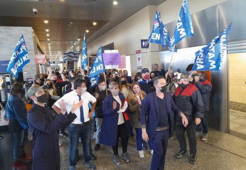 Manifestación de ex trabajadores de LATAM