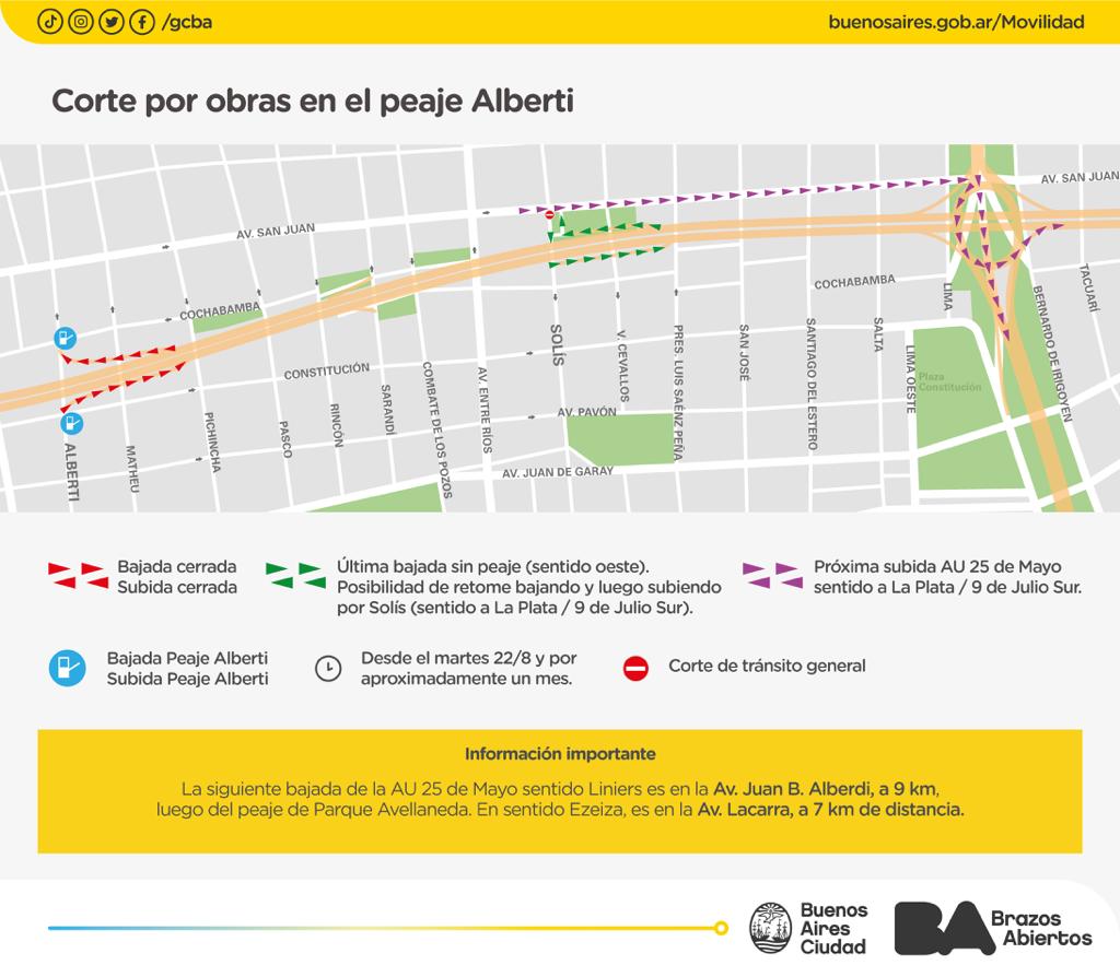 Comenzó la obra en la Autopista 25 de Mayo para convertir el peaje Alberti a inteligente